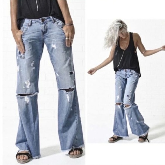 NWT One Teaspoon Westenders Low Waist Short Rise Relaxed Wide Leg Sz 26